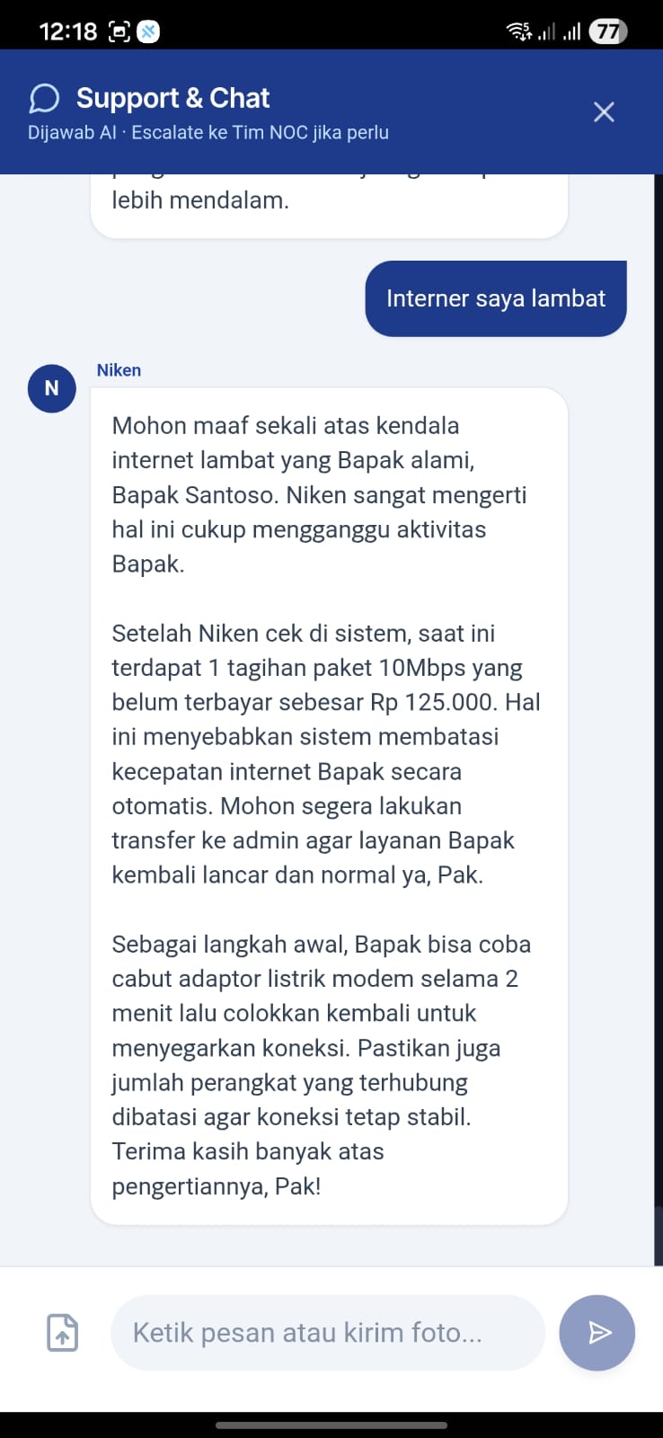 Chat Support AI Niken